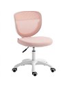 HOMCOM Office Chair, Armless Computer Desk Chair with Breathable Mesh, Adjustable Height, Swivel Wheels, Pink