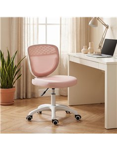HOMCOM Office Chair, Armless Computer Desk Chair with Breathable Mesh, Adjustable Height, Swivel Wheels, Pink 2