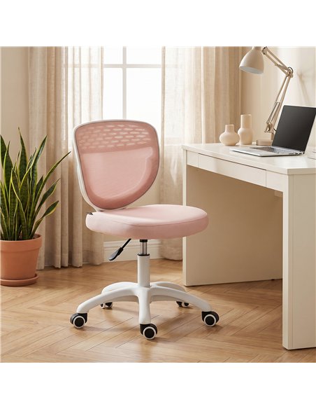 HOMCOM Office Chair, Armless Computer Desk Chair with Breathable Mesh, Adjustable Height, Swivel Wheels, Pink - pic 191768 | FastDaddyshop
