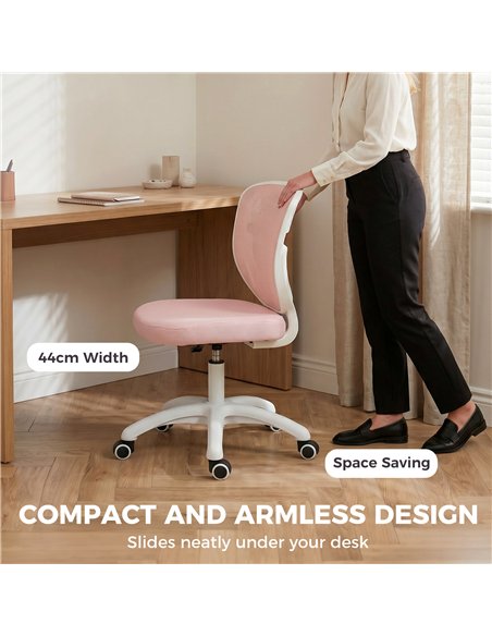 HOMCOM Office Chair, Armless Computer Desk Chair with Breathable Mesh, Adjustable Height, Swivel Wheels, Pink - pic 191770 | FastDaddyshop