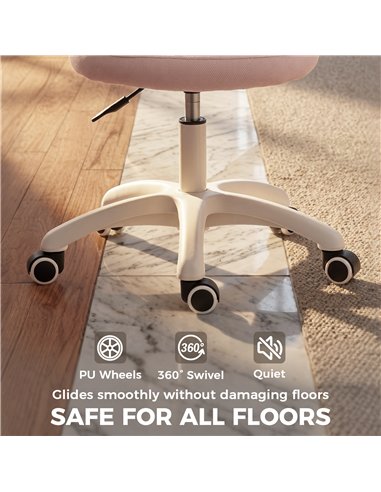 HOMCOM Office Chair, Armless Computer Desk Chair with Breathable Mesh, Adjustable Height, Swivel Wheels, Pink
