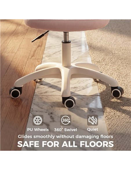 HOMCOM Office Chair, Armless Computer Desk Chair with Breathable Mesh, Adjustable Height, Swivel Wheels, Pink - pic 191773 | FastDaddyshop