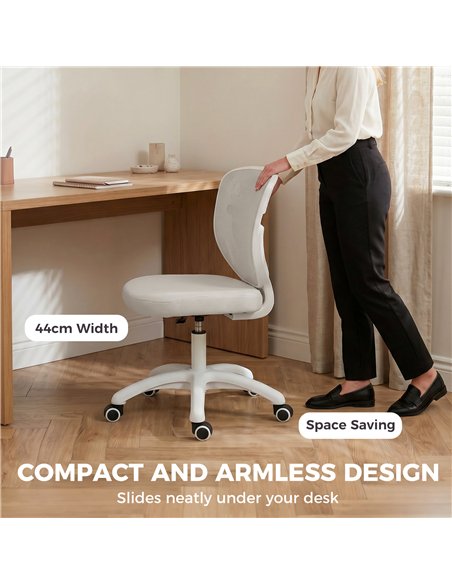 HOMCOM Office Chair, Armless Computer Desk Chair with Breathable Mesh, Adjustable Height, Swivel Wheels, Grey - pic 191779 | FastDaddyshop