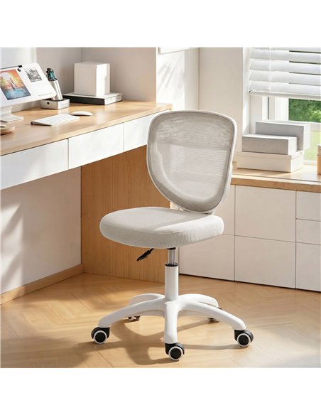 HOMCOM Office Chair, Armless Computer Desk Chair with Breathable Mesh, Adjustable Height, Swivel Wheels, Grey - pic 191783 | FastDaddyshop