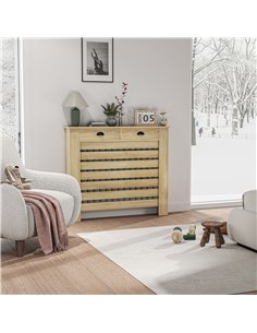 HOMCOM 95.5H x 111Wcm Radiator Cover, with Drawer - Oak 2