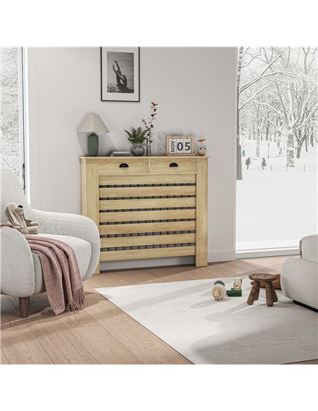 HOMCOM 95.5H x 111Wcm Radiator Cover, with Drawer - Oak - pic 191795 | FastDaddyshop