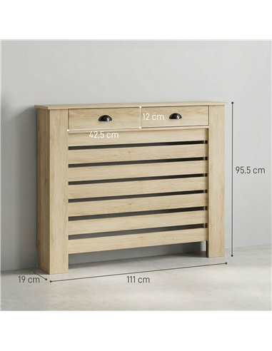 HOMCOM 95.5H x 111Wcm Radiator Cover, with Drawer - Oak