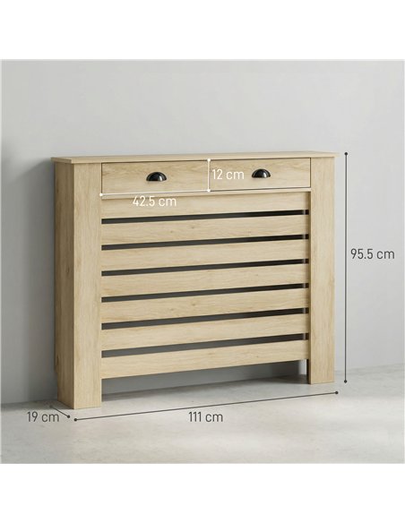 HOMCOM 95.5H x 111Wcm Radiator Cover, with Drawer - Oak - pic 191796 | FastDaddyshop