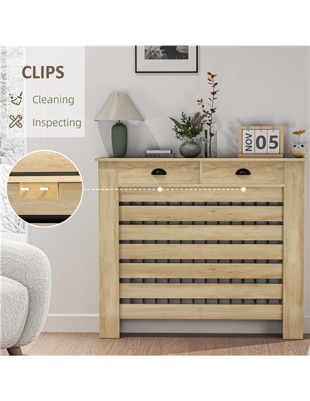 HOMCOM 95.5H x 111Wcm Radiator Cover, with Drawer - Oak - pic 191798 | FastDaddyshop