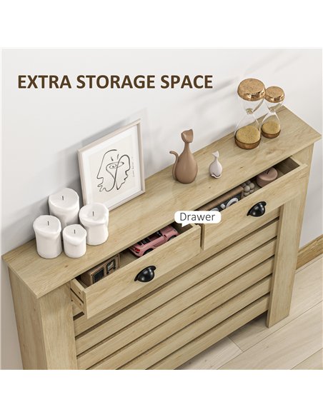 HOMCOM 95.5H x 111Wcm Radiator Cover, with Drawer - Oak - pic 191799 | FastDaddyshop