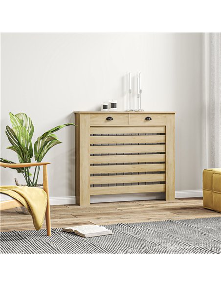 HOMCOM 95.5H x 111Wcm Radiator Cover, with Drawer - Oak - pic 191801 | FastDaddyshop
