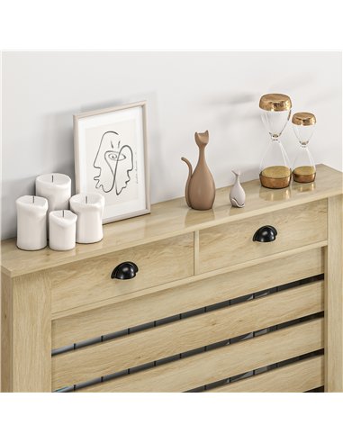 HOMCOM 95.5H x 111Wcm Radiator Cover, with Drawer - Oak