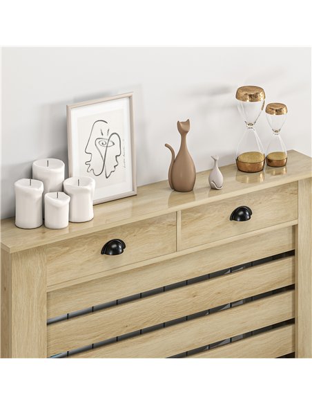 HOMCOM 95.5H x 111Wcm Radiator Cover, with Drawer - Oak - pic 191802 | FastDaddyshop