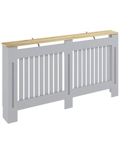 HOMCOM Slatted Radiator Cover, Painted Cabinet with Line Grill Design, 152L × 19W × 81H cm, Grey