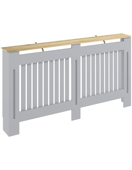 HOMCOM Slatted Radiator Cover, Painted Cabinet with Line Grill Design, 152L × 19W × 81H cm, Grey - pic 191803 | FastDaddyshop