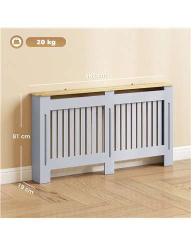 HOMCOM Slatted Radiator Cover, Painted Cabinet with Line Grill Design, 152L × 19W × 81H cm, Grey