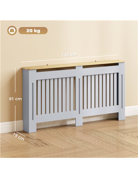 HOMCOM Slatted Radiator Cover, Painted Cabinet with Line Grill Design, 152L × 19W × 81H cm, Grey - pic 191805 | FastDaddyshop