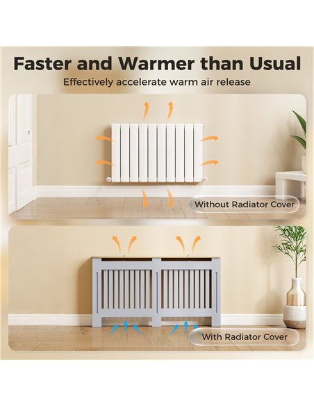 HOMCOM Slatted Radiator Cover, Painted Cabinet with Line Grill Design, 152L × 19W × 81H cm, Grey - pic 191806 | FastDaddyshop