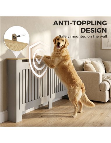 HOMCOM Slatted Radiator Cover, Painted Cabinet with Line Grill Design, 152L × 19W × 81H cm, Grey