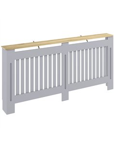 HOMCOM Slatted Radiator Cover, Painted Cabinet with Line Grill Design, 172L × 19W × 81H cm, Grey