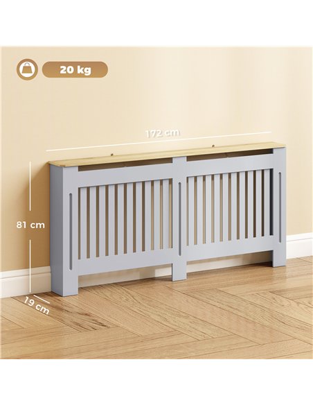 HOMCOM Slatted Radiator Cover, Painted Cabinet with Line Grill Design, 172L × 19W × 81H cm, Grey - pic 191814 | FastDaddyshop