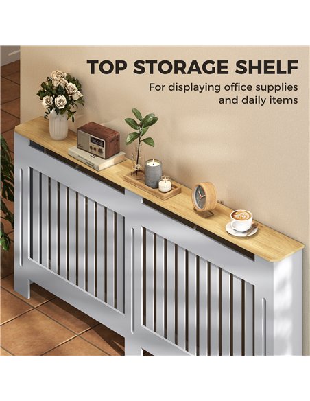 HOMCOM Slatted Radiator Cover, Painted Cabinet with Line Grill Design, 172L × 19W × 81H cm, Grey - pic 191816 | FastDaddyshop