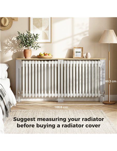 HOMCOM Slatted Radiator Cover, Painted Cabinet with Line Grill Design, 172L × 19W × 81H cm, Grey - pic 191818 | FastDaddyshop