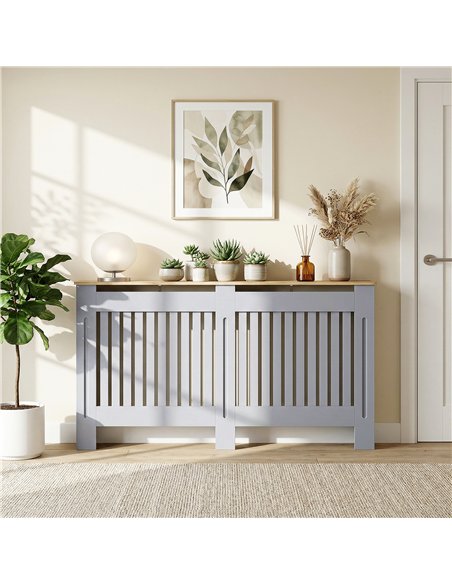 HOMCOM Slatted Radiator Cover, Painted Cabinet with Line Grill Design, 172L × 19W × 81H cm, Grey - pic 191819 | FastDaddyshop