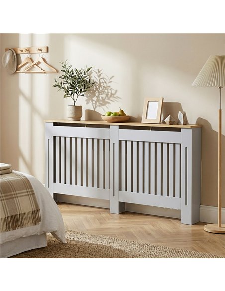 HOMCOM Slatted Radiator Cover, Painted Cabinet with Line Grill Design, 172L × 19W × 81H cm, Grey - pic 191820 | FastDaddyshop