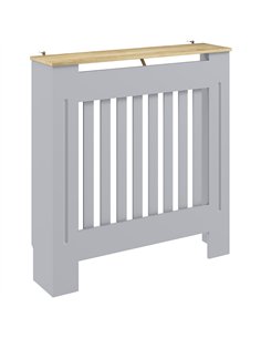 HOMCOM Heater Cover, Radiator Cover Slatted Painted MDF Lined Grill Grey, 78L x 19W x 81H cm