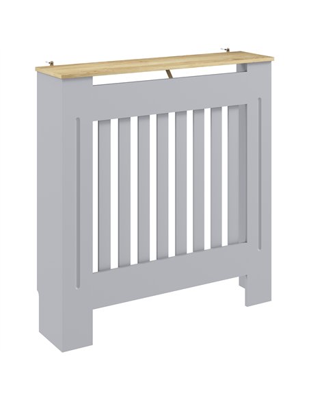 HOMCOM Heater Cover, Radiator Cover Slatted Painted MDF Lined Grill Grey, 78L x 19W x 81H cm - pic 191821 | FastDaddyshop