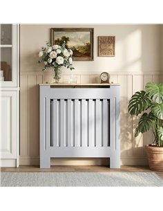 HOMCOM Heater Cover, Radiator Cover Slatted Painted MDF Lined Grill Grey, 78L x 19W x 81H cm 2