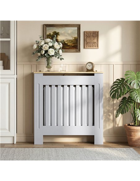 HOMCOM Heater Cover, Radiator Cover Slatted Painted MDF Lined Grill Grey, 78L x 19W x 81H cm - pic 191822 | FastDaddyshop