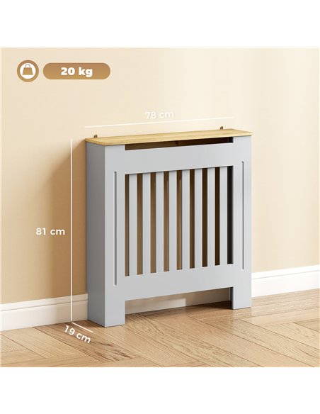 HOMCOM Heater Cover, Radiator Cover Slatted Painted MDF Lined Grill Grey, 78L x 19W x 81H cm - pic 191823 | FastDaddyshop
