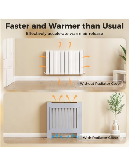 HOMCOM Heater Cover, Radiator Cover Slatted Painted MDF Lined Grill Grey, 78L x 19W x 81H cm - pic 191824 | FastDaddyshop