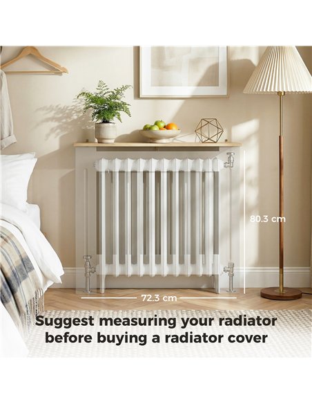 HOMCOM Heater Cover, Radiator Cover Slatted Painted MDF Lined Grill Grey, 78L x 19W x 81H cm - pic 191827 | FastDaddyshop