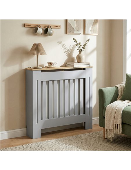 HOMCOM Heater Cover, Radiator Cover Slatted Painted MDF Lined Grill Grey, 78L x 19W x 81H cm - pic 191828 | FastDaddyshop