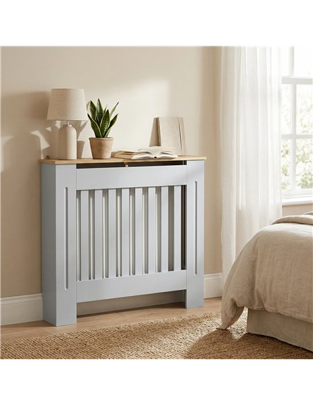 HOMCOM Heater Cover, Radiator Cover Slatted Painted MDF Lined Grill Grey, 78L x 19W x 81H cm - pic 191829 | FastDaddyshop