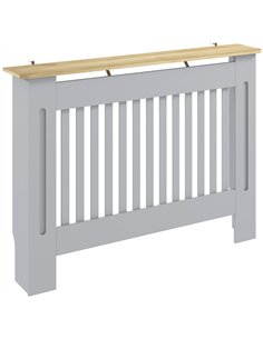 HOMCOM Slatted Radiator Cover, Painted Cabinet with Line Grill Design, 112L × 19W × 81H cm, Grey