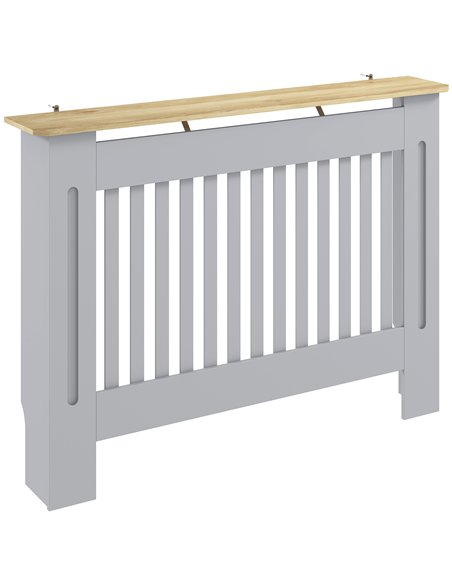 HOMCOM Slatted Radiator Cover, Painted Cabinet with Line Grill Design, 112L × 19W × 81H cm, Grey - pic 191830 | FastDaddyshop