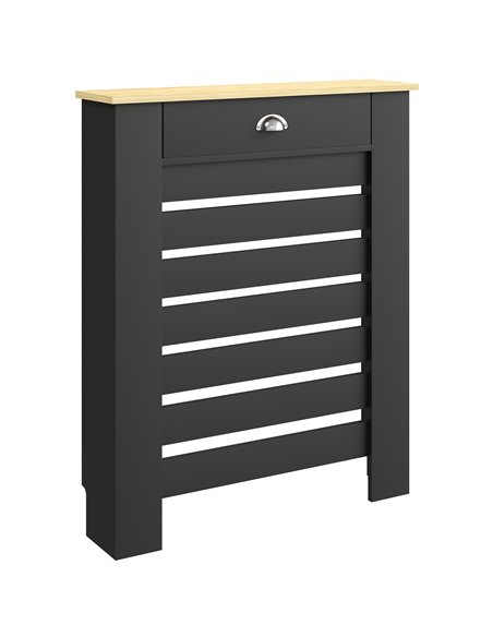 HOMCOM 95.5H x 78Wcm Radiator Cover, with Drawer - Black - pic 191839 | FastDaddyshop