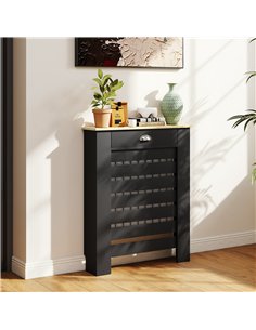 HOMCOM 95.5H x 78Wcm Radiator Cover, with Drawer - Black 2