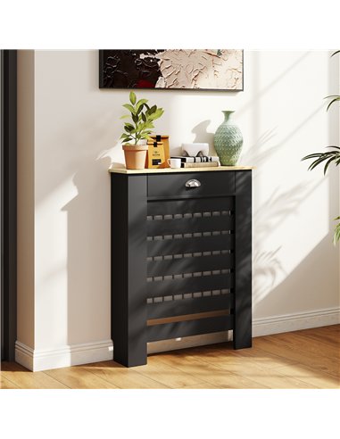 HOMCOM 95.5H x 78Wcm Radiator Cover, with Drawer - Black