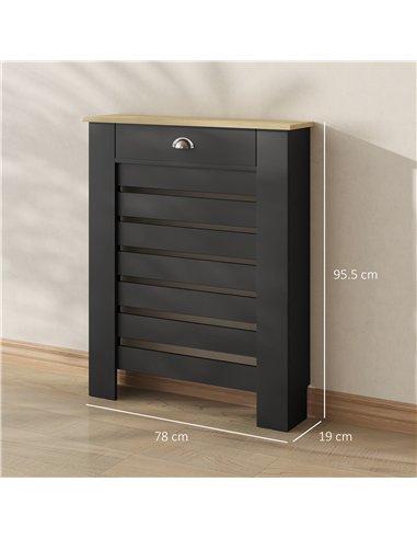 HOMCOM 95.5H x 78Wcm Radiator Cover, with Drawer - Black
