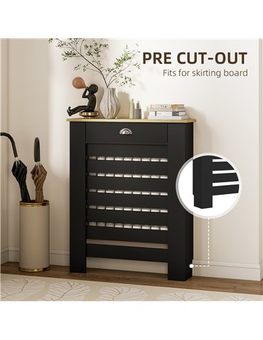 HOMCOM 95.5H x 78Wcm Radiator Cover, with Drawer - Black