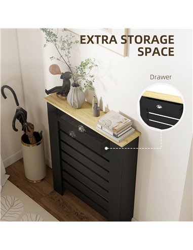 HOMCOM 95.5H x 78Wcm Radiator Cover, with Drawer - Black