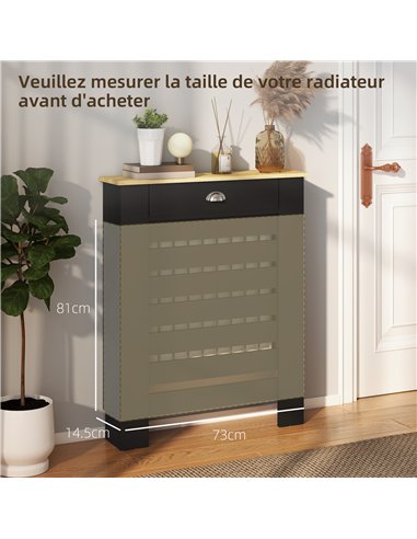 HOMCOM 95.5H x 78Wcm Radiator Cover, with Drawer - Black