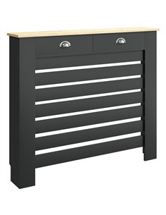 HOMCOM 95.5H x 111Wcm Radiator Cover, with Drawer - Black