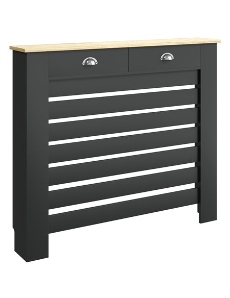 HOMCOM 95.5H x 111Wcm Radiator Cover, with Drawer - Black - pic 191848 | FastDaddyshop