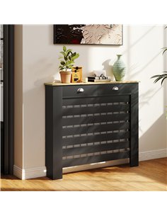 HOMCOM 95.5H x 111Wcm Radiator Cover, with Drawer - Black 2